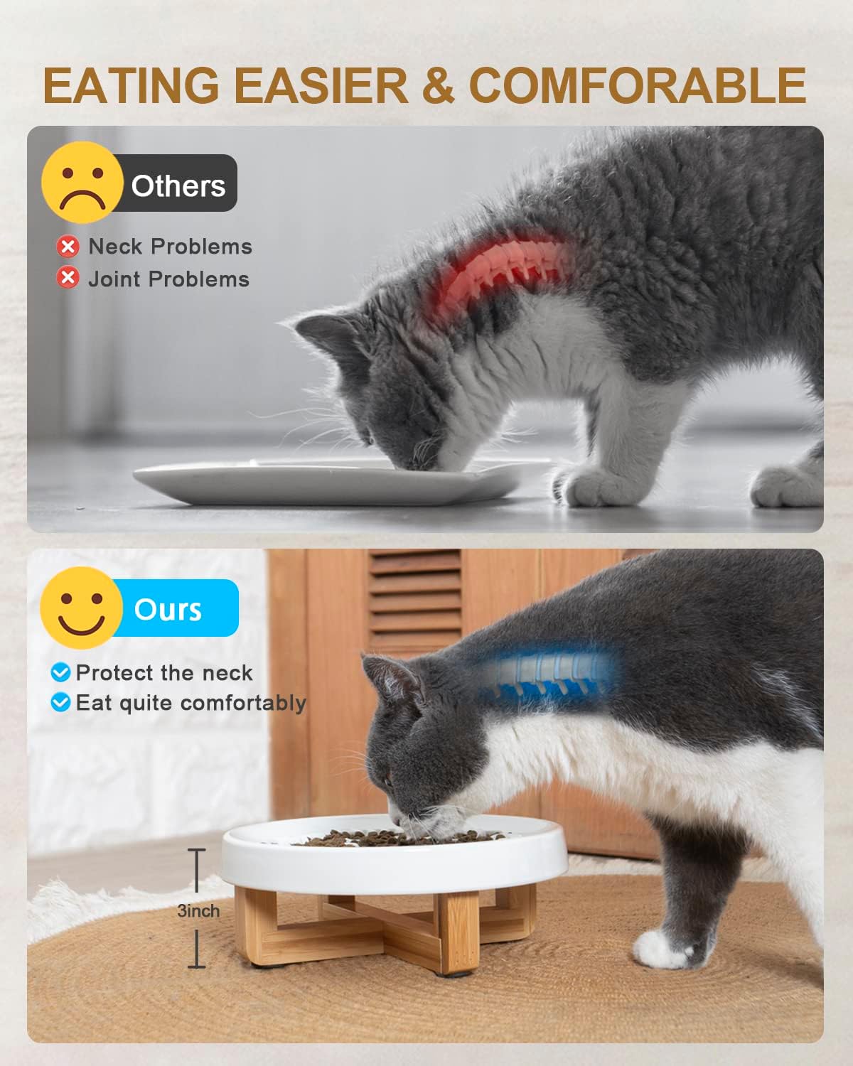 Ceramic Slow Feed Pet Bowl for Cats & Small Dogs Healthy Eating