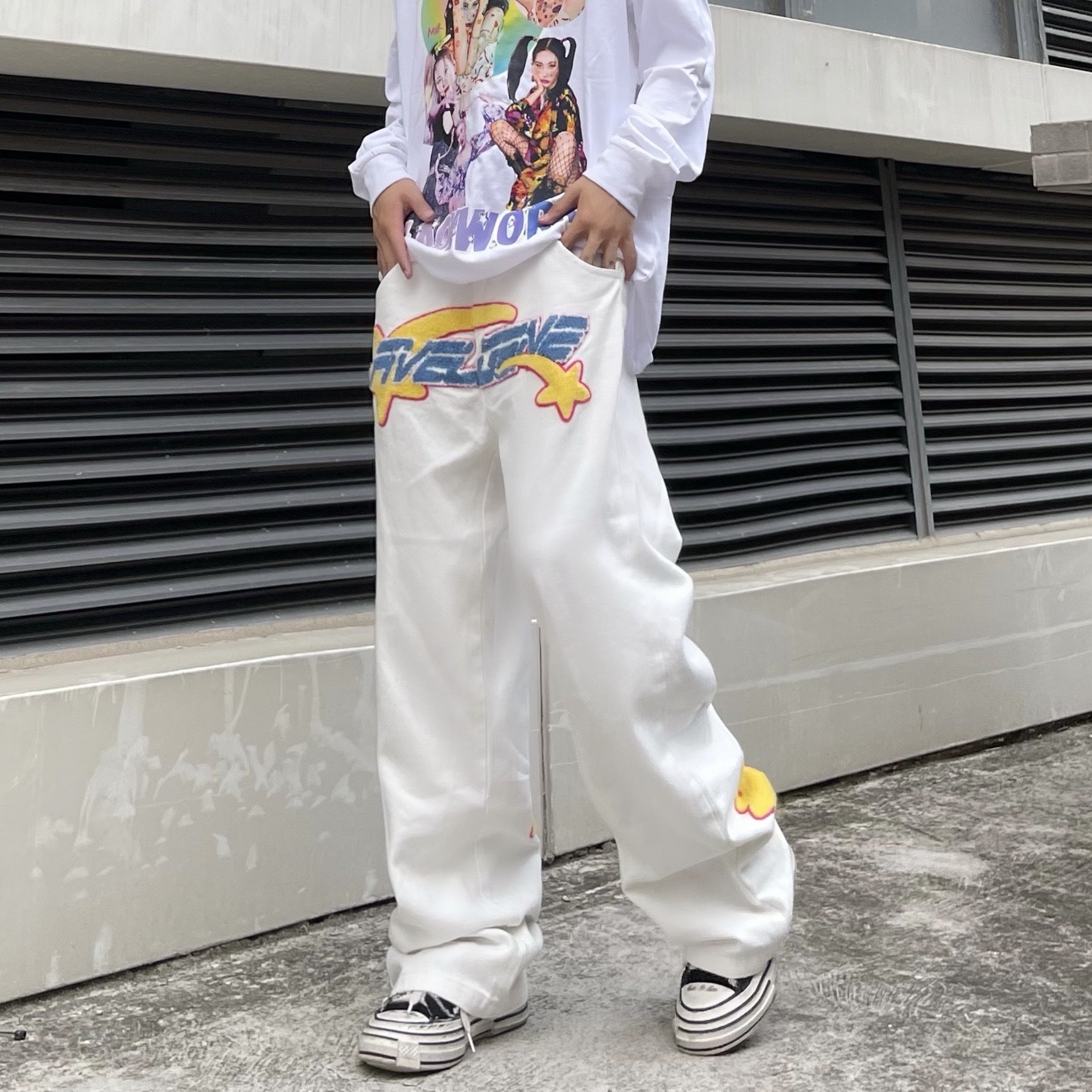 Men's Casual Print Loose Jeans