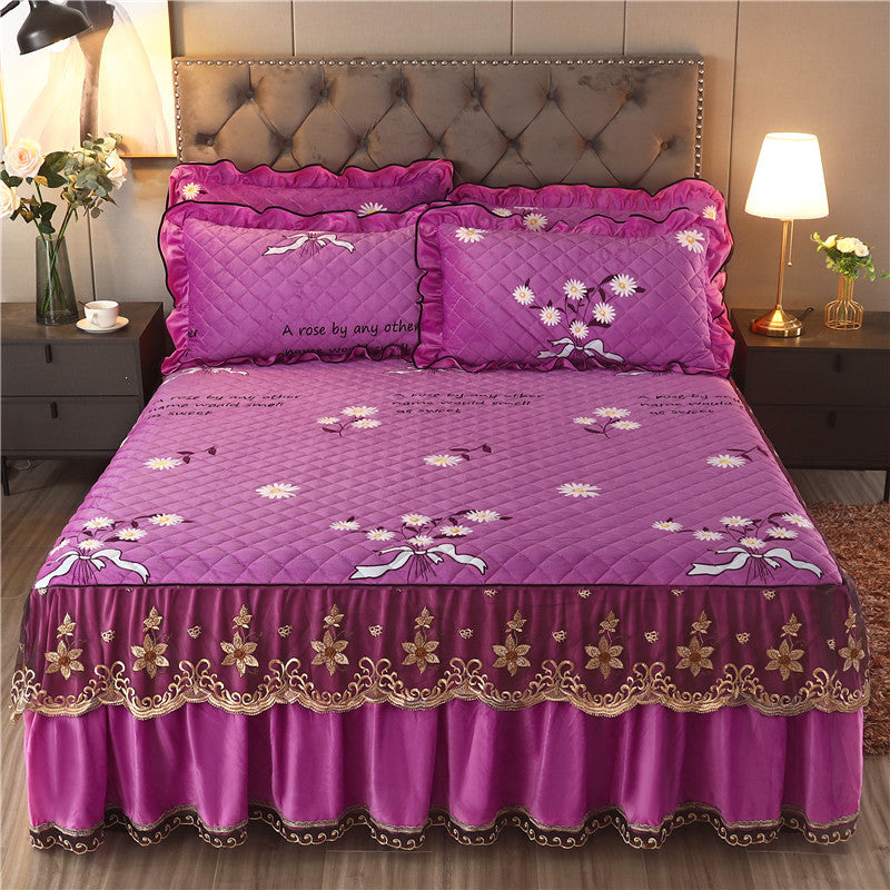 Single-Piece Short Plush Bed Cover – Soft Cozy Bedding for Bedroom