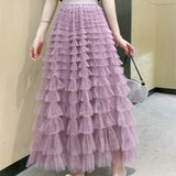 Women’s White Gauze Pleated Cake Skirt
