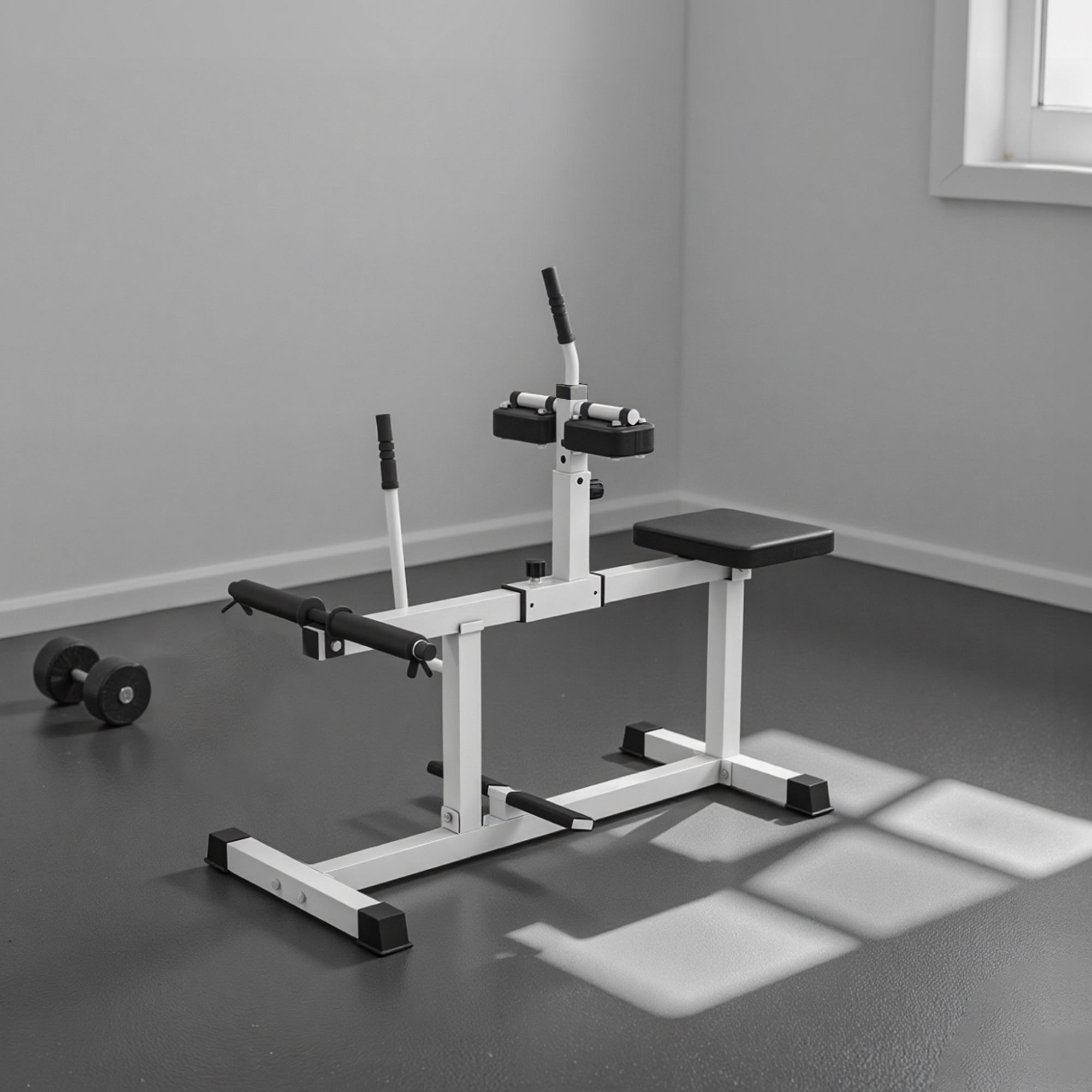 Adjustable Steel Seated Calf Raise Machine – Strength Training Gym Equipment, White