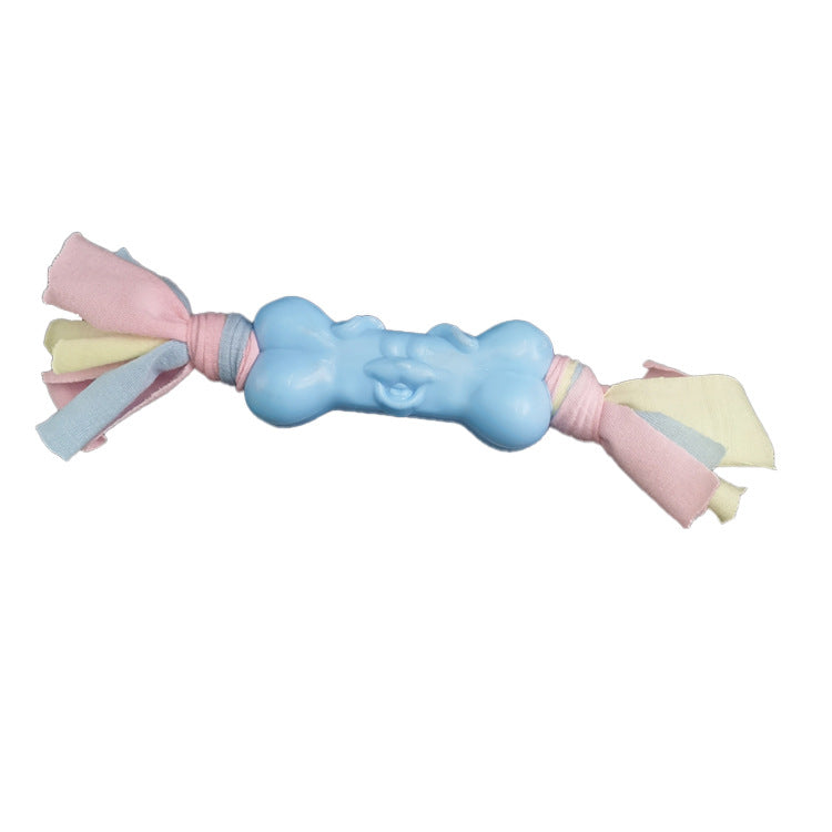 TPR Dog Bone Chew Toy with Cotton Strips