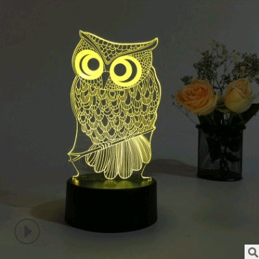 3D Owl LED Night Light – Touch Control Colorful Table Lamp
