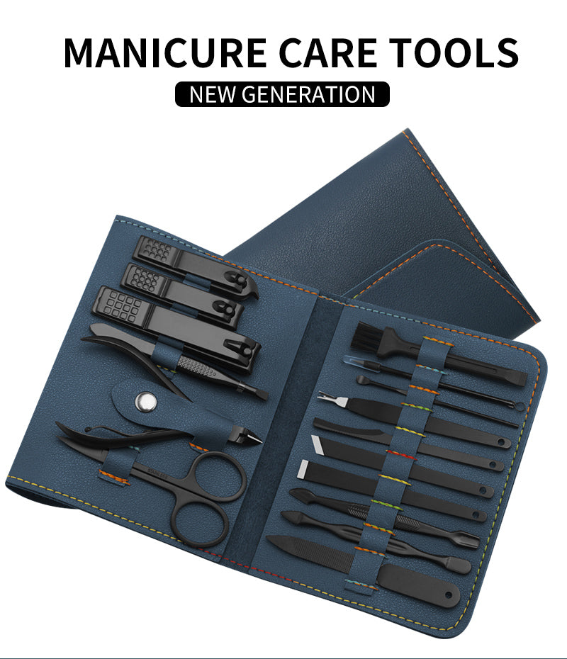 16 Piece Nail and Grooming Kit with Bag Manicure Pedicure Ear Care Tools