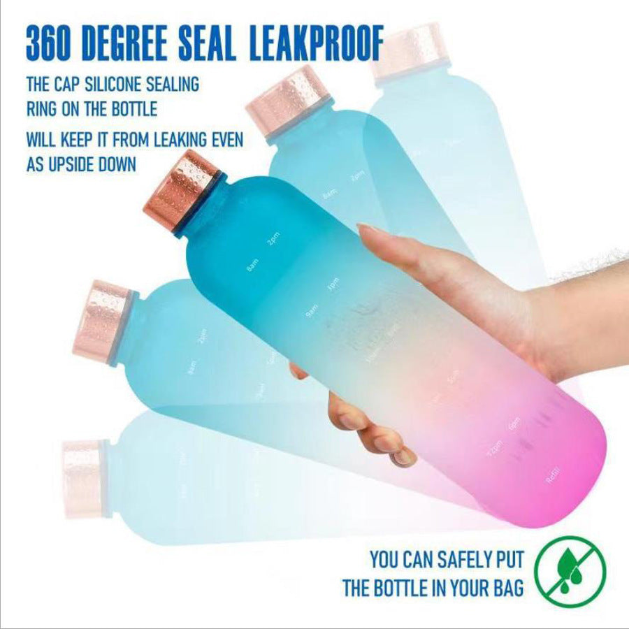 Frosted Gradient Plastic Sports Water Bottle with Handle