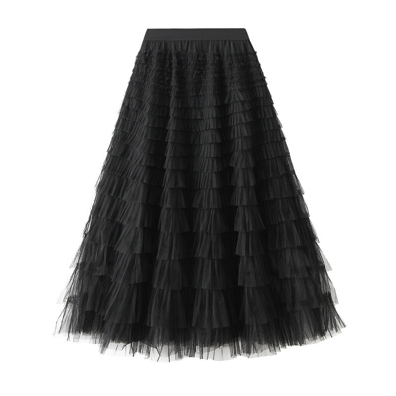 Women’s White Gauze Pleated Cake Skirt