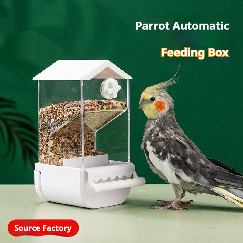 Automatic Parrot Feeder with Food Storage Container