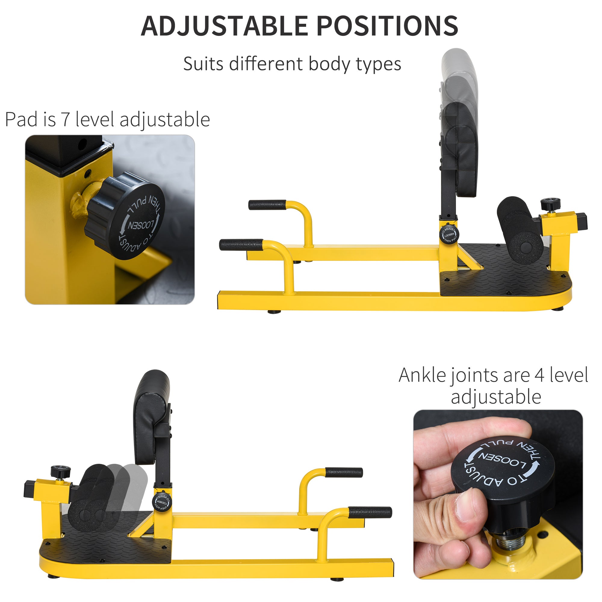 Soozier 3-in-1 Padded Push-Up, Sit-Up & Sissy Squat Machine – Home Gym Fitness Equipment, Yellow
