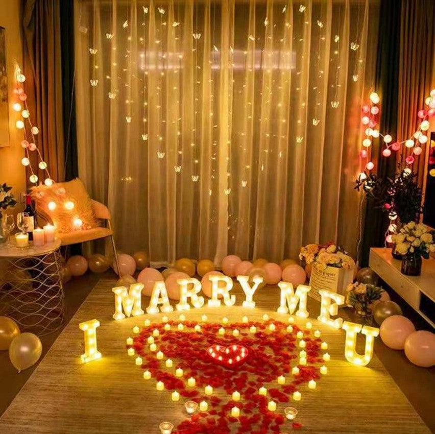 LED Love Curtain String Lights – Romantic Confession Layout Decorative Lighting