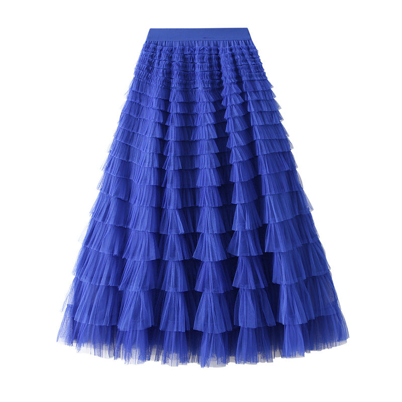 Women’s White Gauze Pleated Cake Skirt