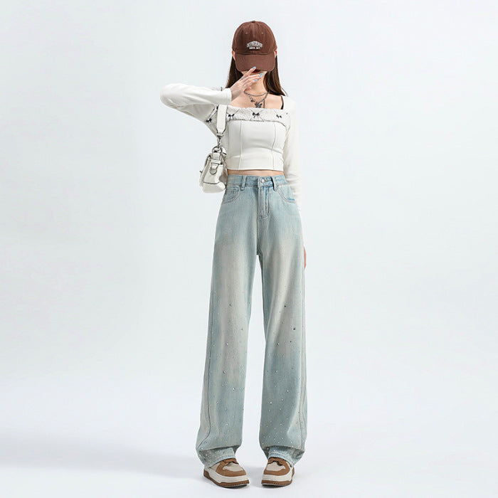 Women’s Mint Green Straight Loose Jeans