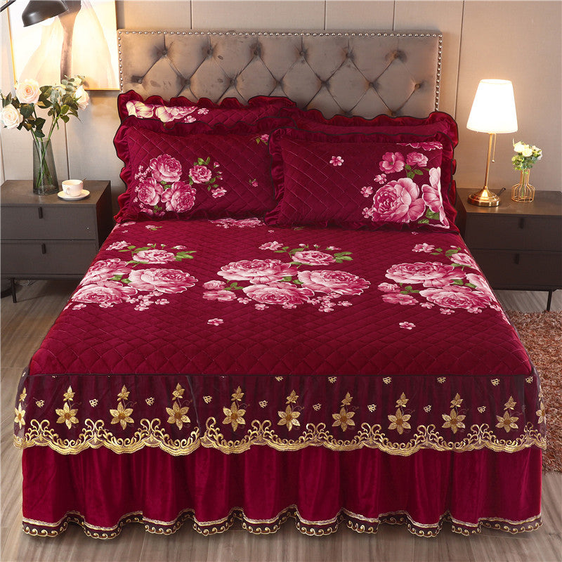 Single-Piece Short Plush Bed Cover – Soft Cozy Bedding for Bedroom