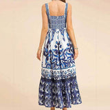 Women’s Printed Sleeveless Spaghetti Waist Dress Large Hem Fashion