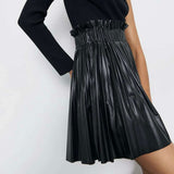 Women’s Pleated Faux Leather Skirt