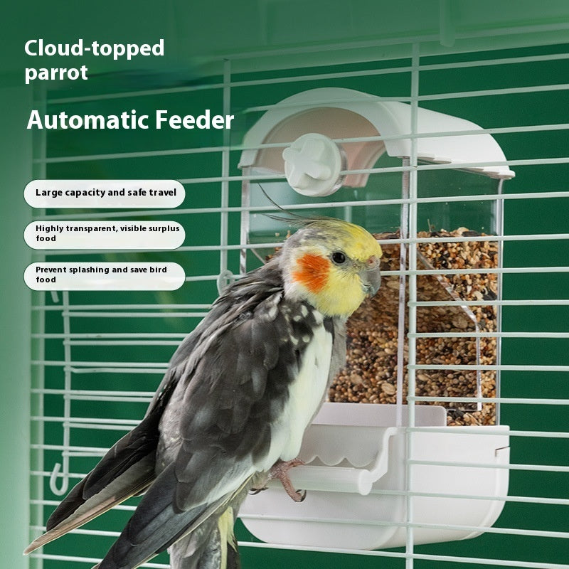 Automatic Parrot Feeder with Food Storage Container