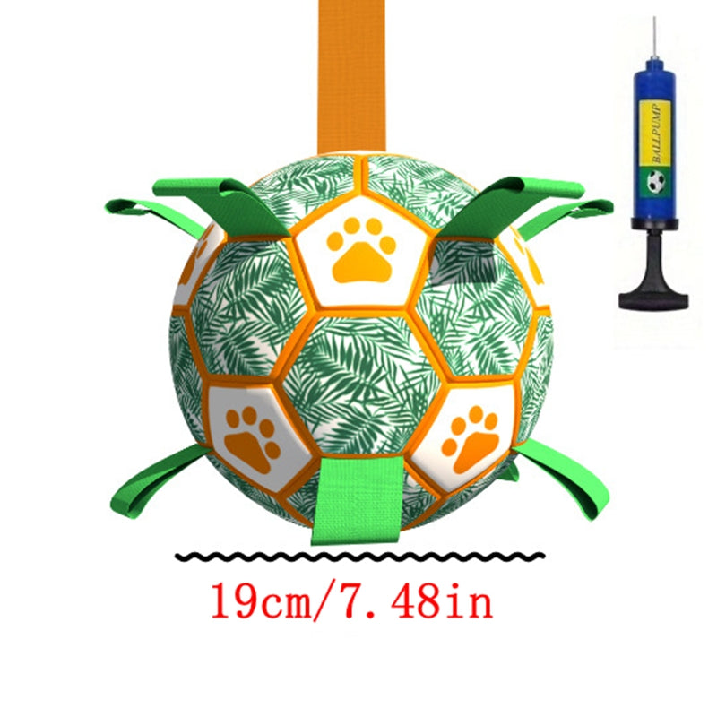 Interactive Dog Soccer Ball Toy with Grab Tabs for Chewing & Training