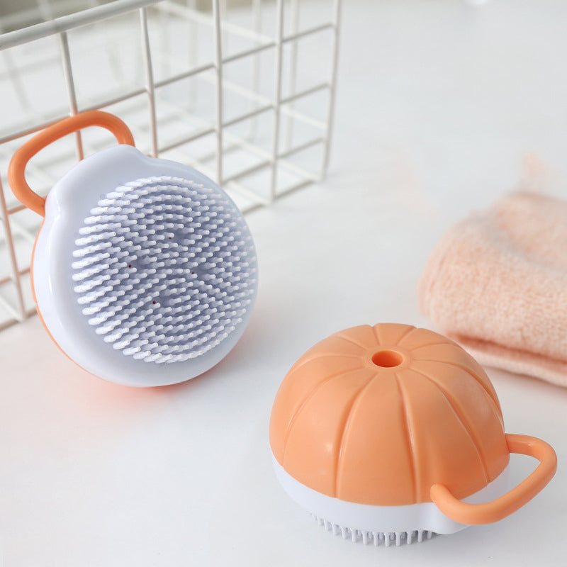 Silicone Dog Scrubber & Bath Brush with Shampoo Dispenser for Pet Grooming