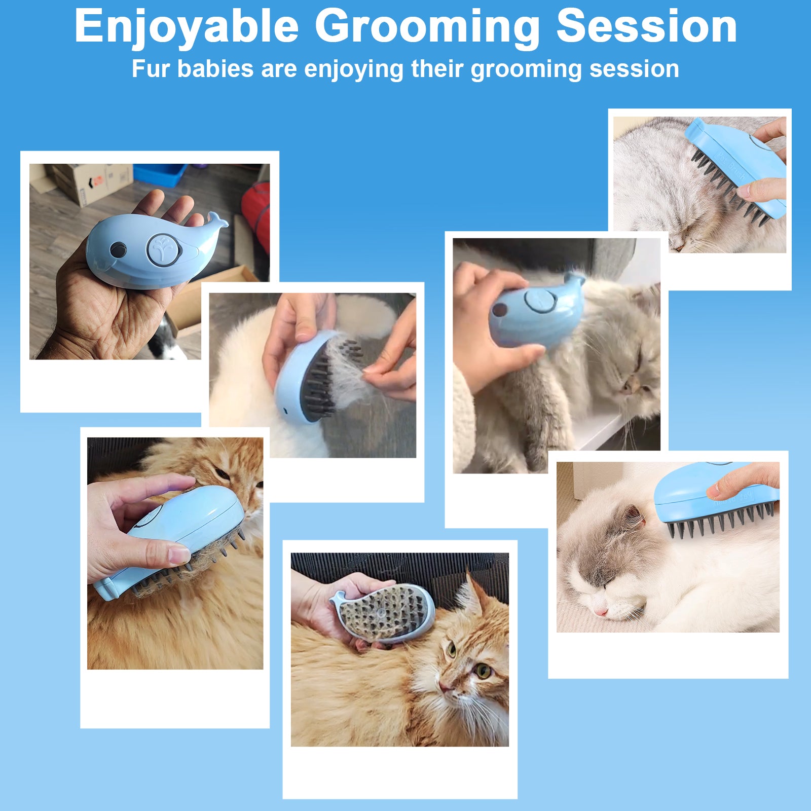 Steam Cat Grooming Brush for Shedding & Massage