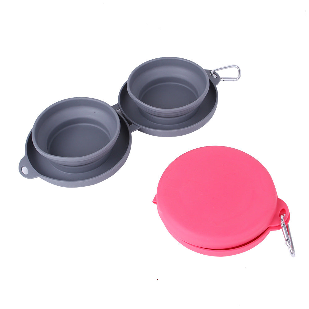 Foldable Rubber Double Pet Bowl for Dogs & Cats