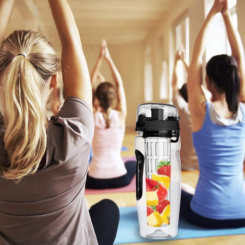 32oz Fruit Infuser Water Bottle – BPA-Free Plastic Sports Juice Shaker with Infuser