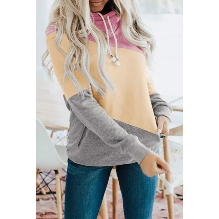 Women’s Color Block Pocket Hoodie Pullover Sweatshirt