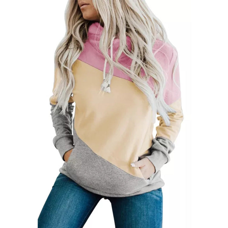 Women’s Color Block Pocket Hoodie Pullover Sweatshirt