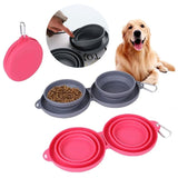 Foldable Rubber Double Pet Bowl for Dogs & Cats