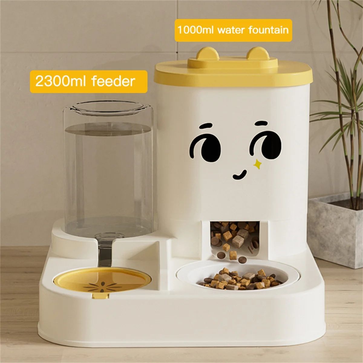Cartoon Pet Feeding & Watering Dispenser Large Capacity for Cats & Dogs