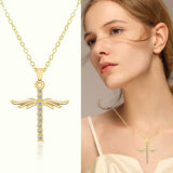 Angel Wings Cross Pendant Necklace
