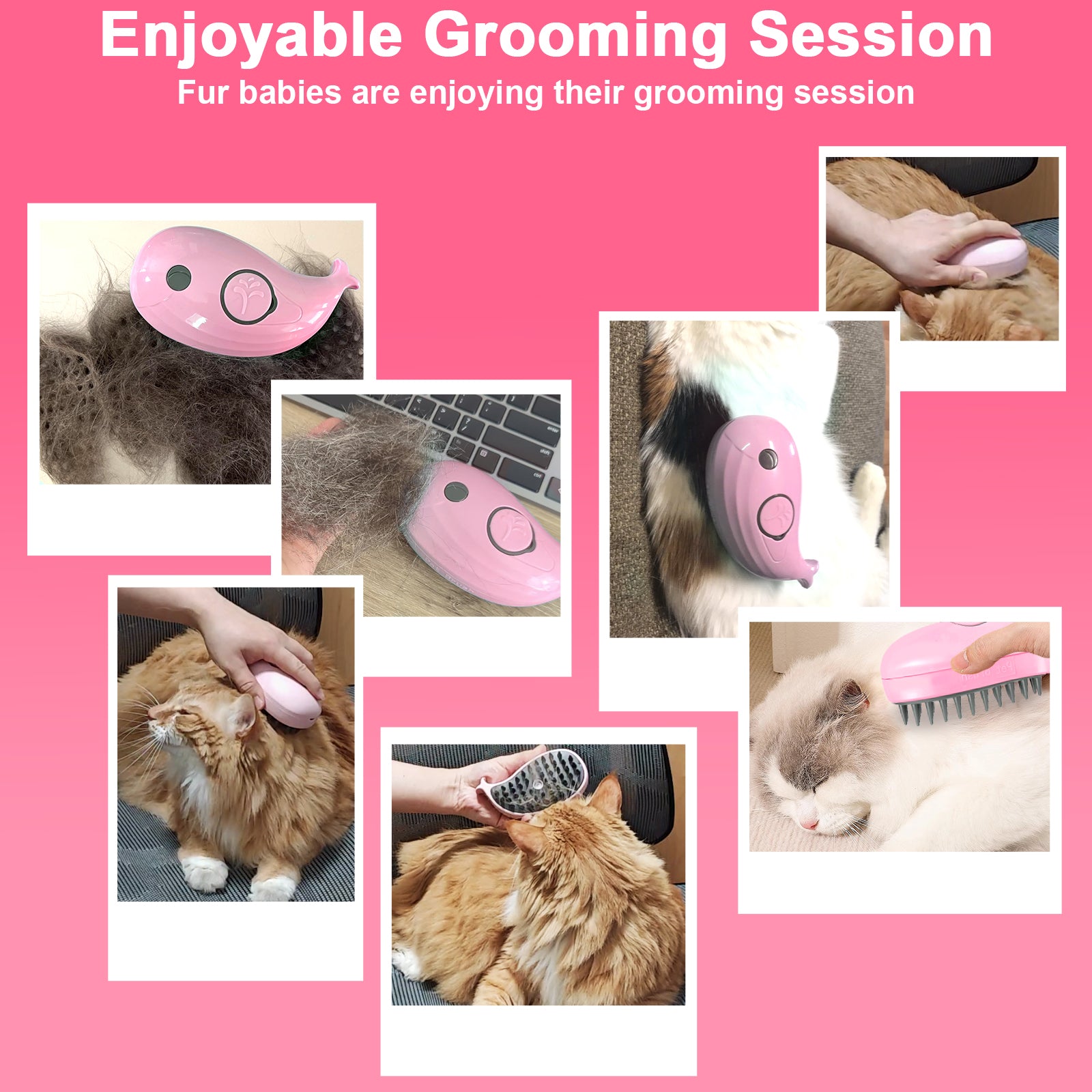 Steam Cat Grooming Brush for Shedding & Massage
