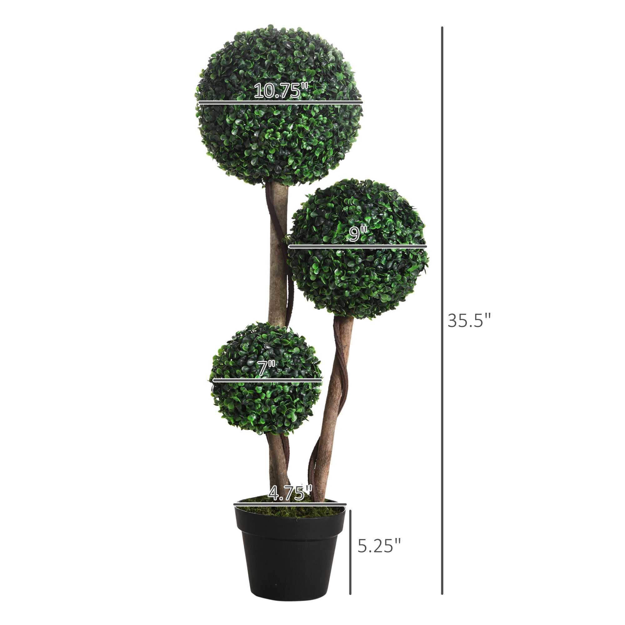 35.5" Artificial Boxwood Topiary Tree