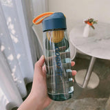 Portable Sports Water Bottle with Filter, Fall-Proof Strap & Measurement Scale