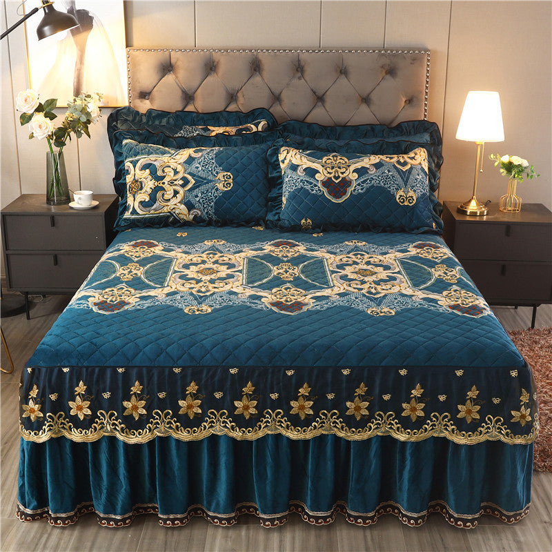 Single-Piece Short Plush Bed Cover – Soft Cozy Bedding for Bedroom