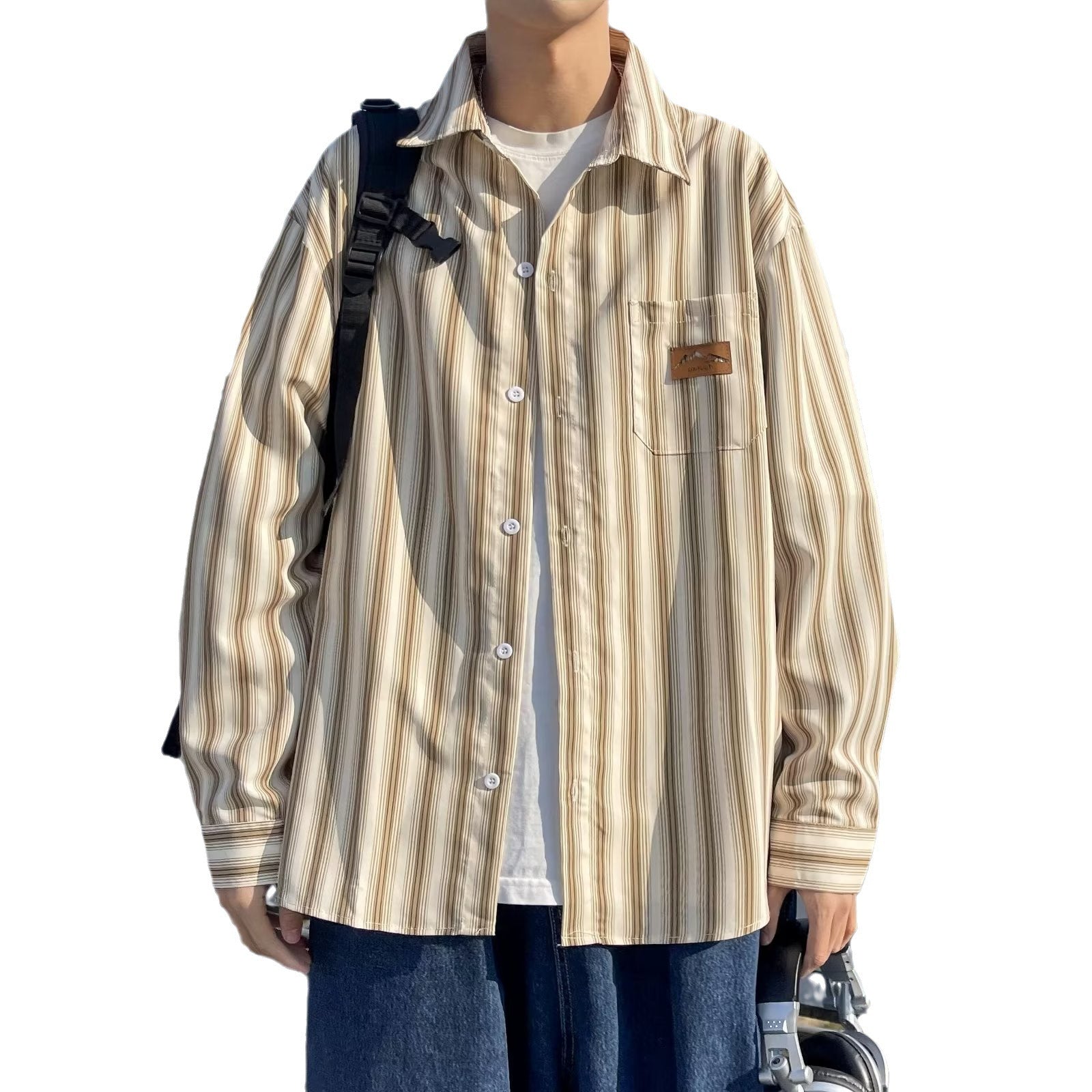 Men's Loose Fit Casual Striped Shirt