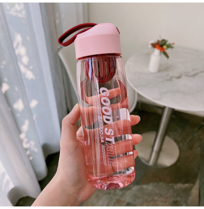 Portable Sports Water Bottle with Filter, Fall-Proof Strap & Measurement Scale