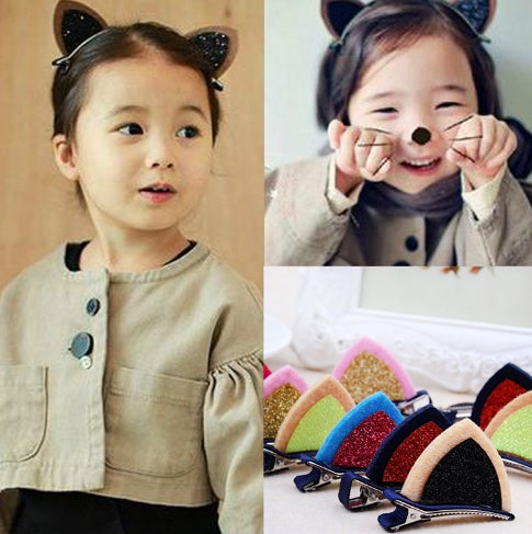 Girls Cat Ear Hair Clip Set