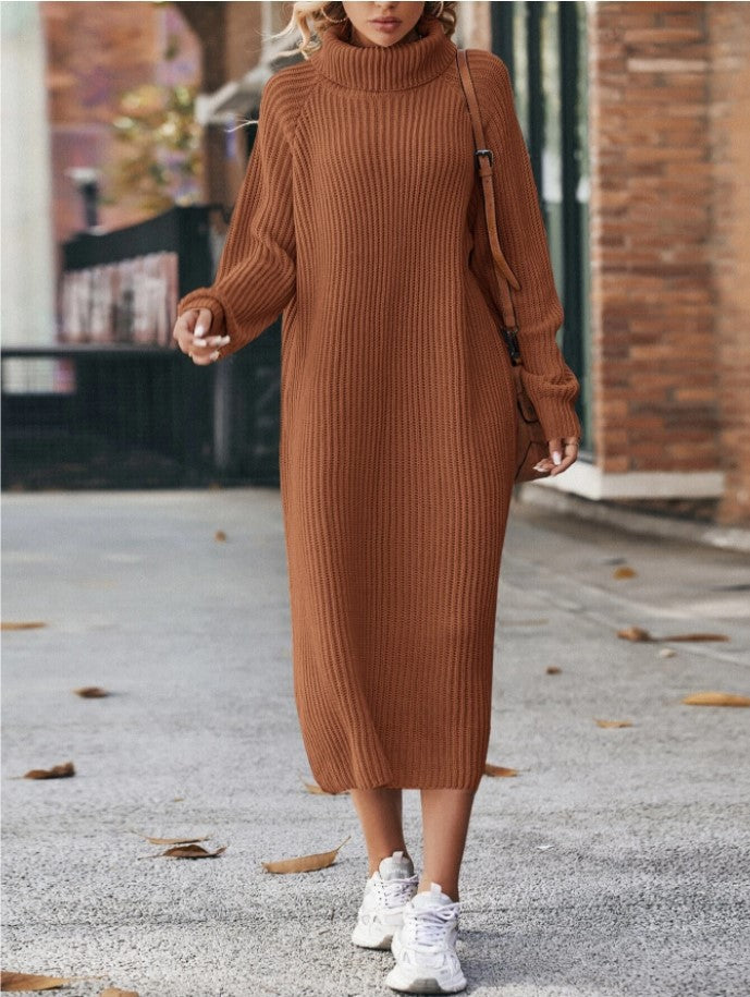 Women’s Winter Turtleneck Knitted Sweater Dress Long Loose Pullover