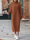 Women’s Winter Turtleneck Knitted Sweater Dress Long Loose Pullover