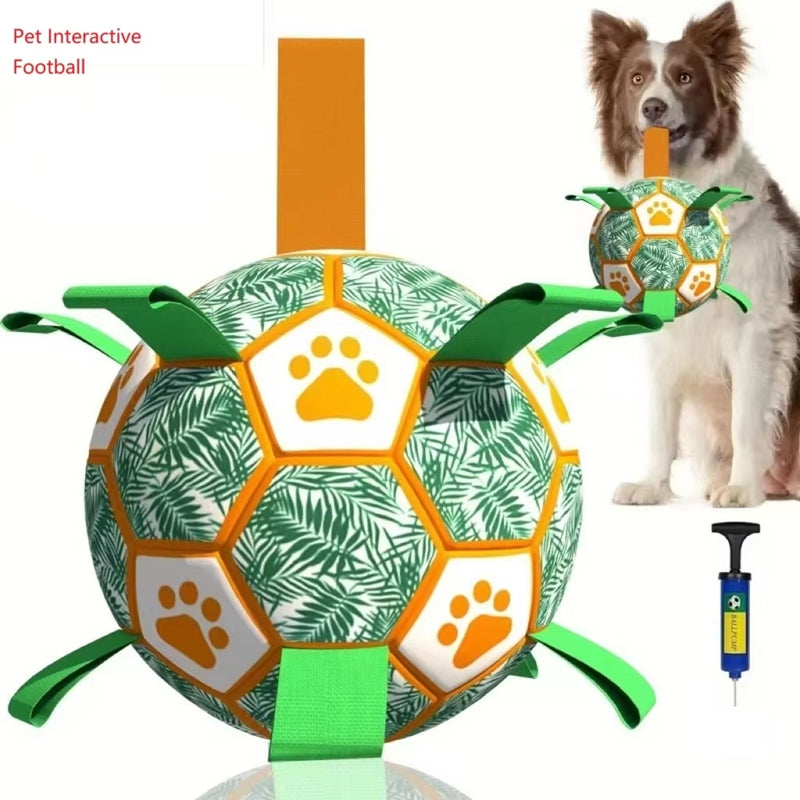 Interactive Dog Soccer Ball Toy with Grab Tabs for Chewing & Training