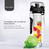 32oz Fruit Infuser Water Bottle – BPA-Free Plastic Sports Juice Shaker with Infuser