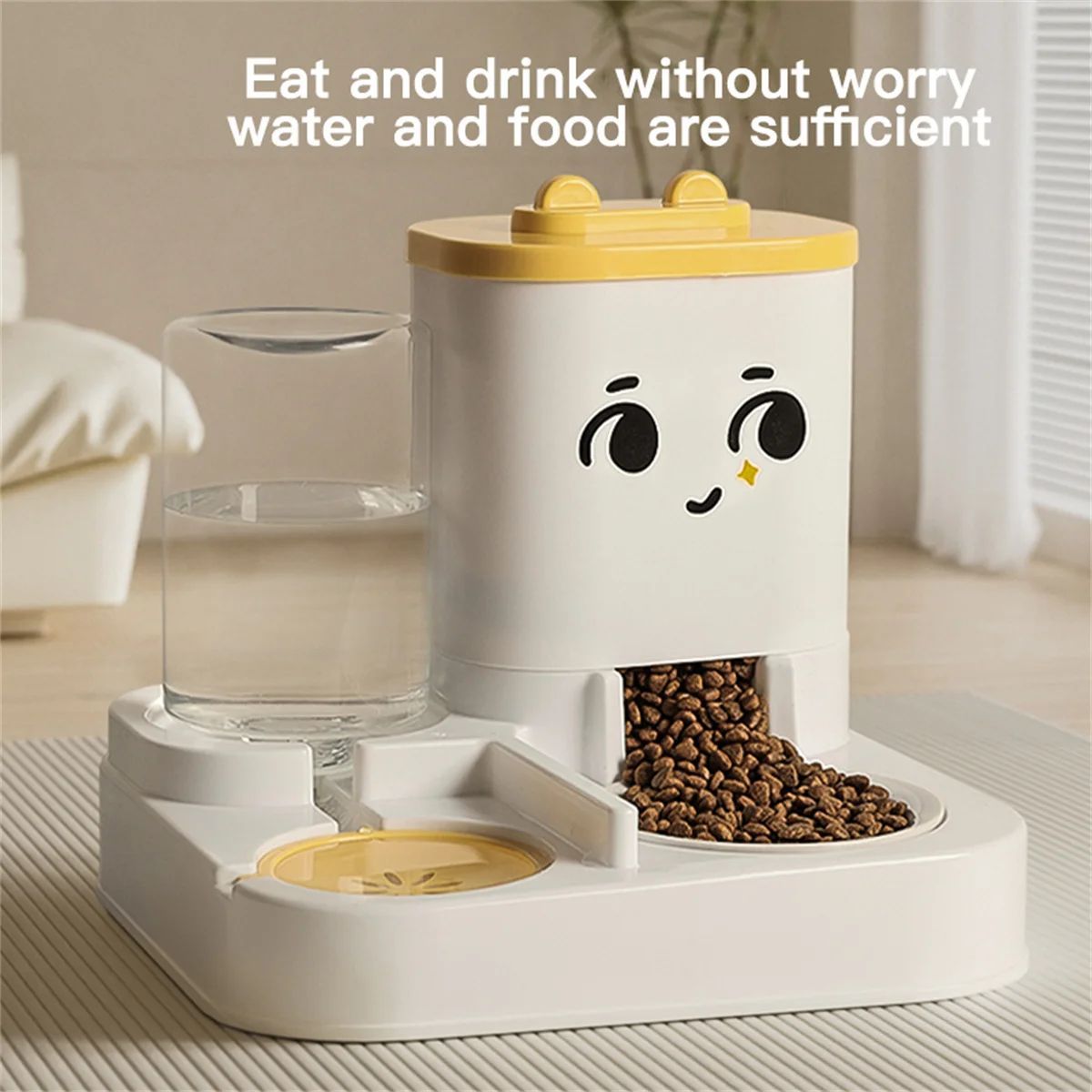 Cartoon Pet Feeding & Watering Dispenser Large Capacity for Cats & Dogs