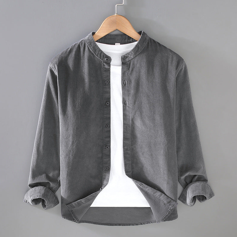 Men's Retro Corduroy Stand Up Collar Shirt Jacket