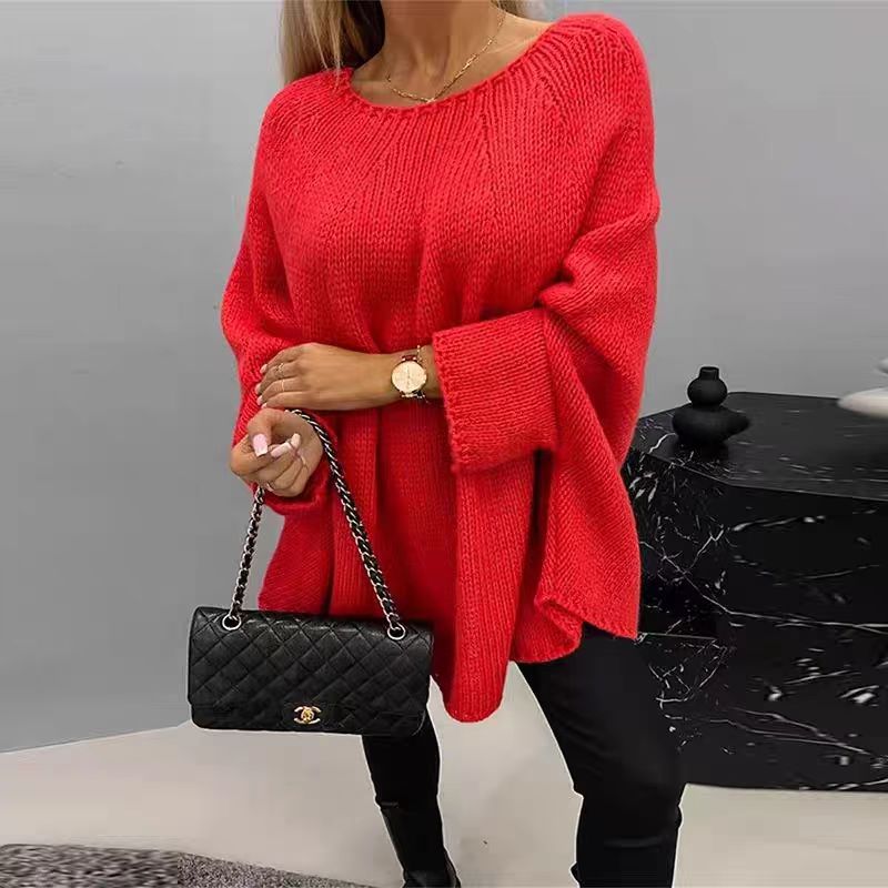 Women’s Winter Oversized Batwing Sleeve Knitted Pullover Sweater