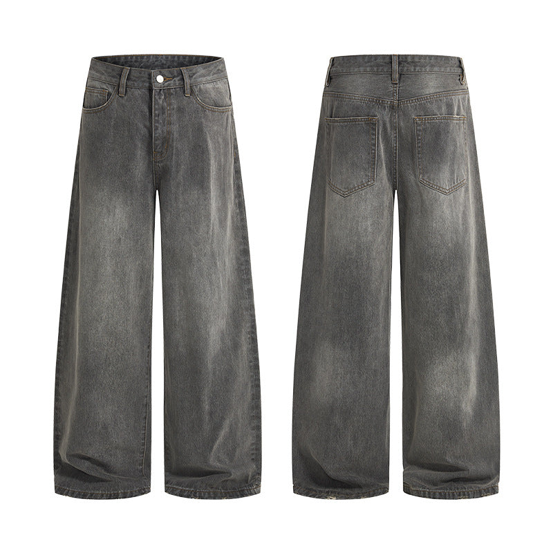 Men's Basic Washed Gray Denim Jeans