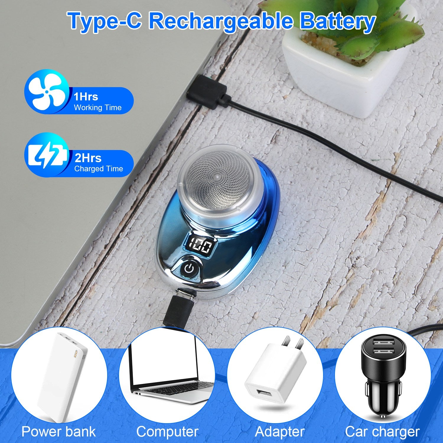 Portable Electric Shaver With LED Digital Display