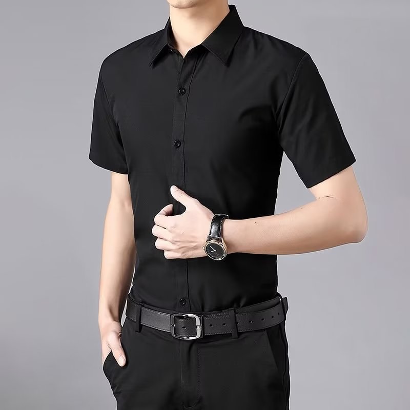 Men's Summer Slim Fit Wrinkle Resistant Short Sleeve Shirt