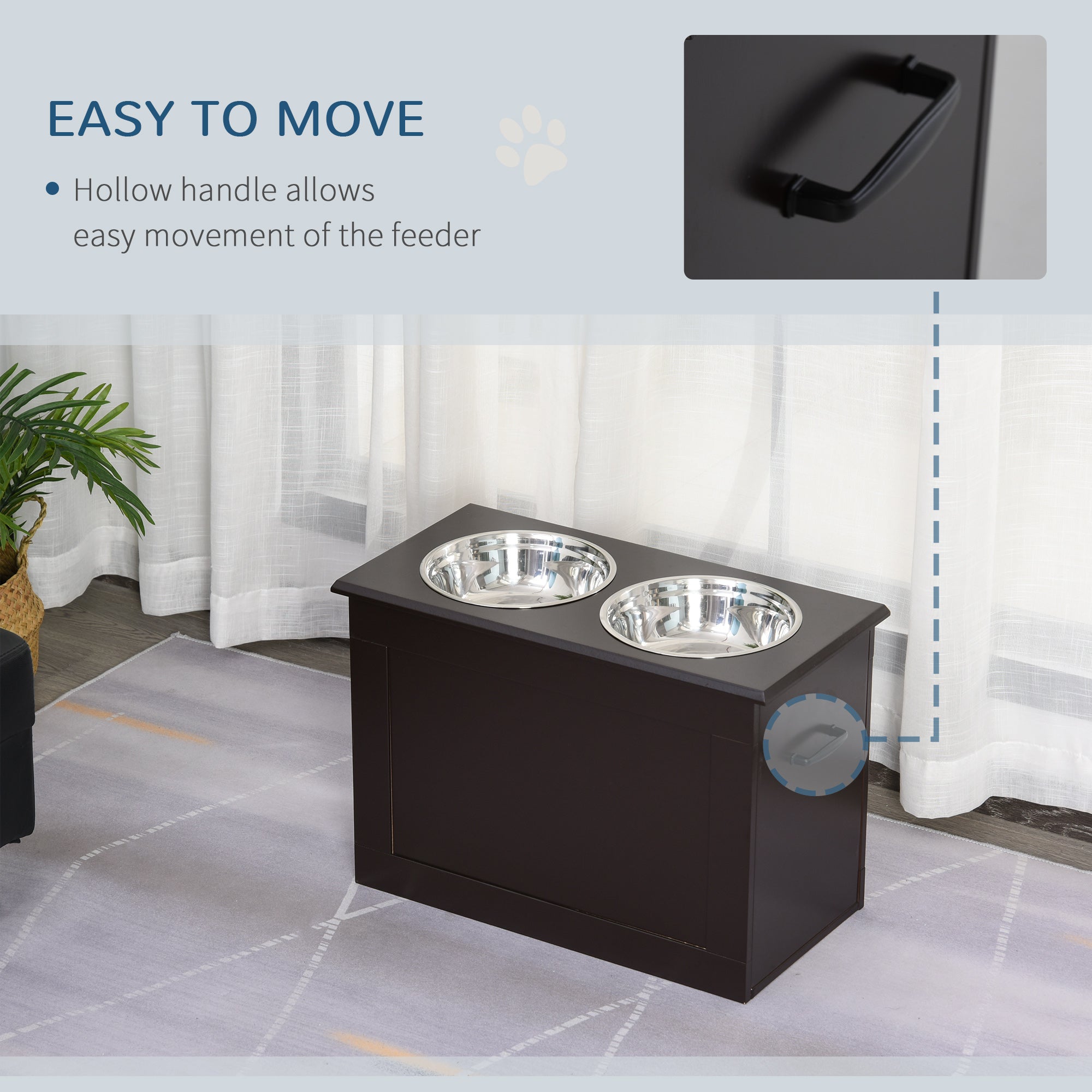 Raised Pet Feeding Station with 2 Stainless Steel Bowls for Large Dogs