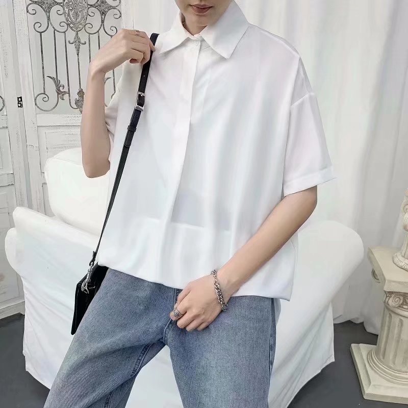 Men's Loose Fit Solid Short Sleeve Pullover Shirt