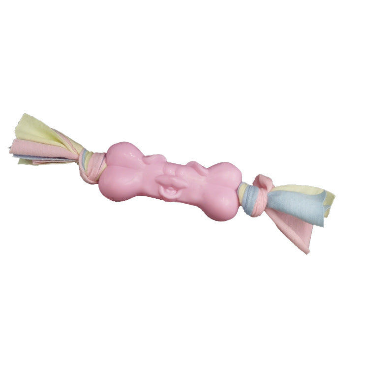 TPR Dog Bone Chew Toy with Cotton Strips
