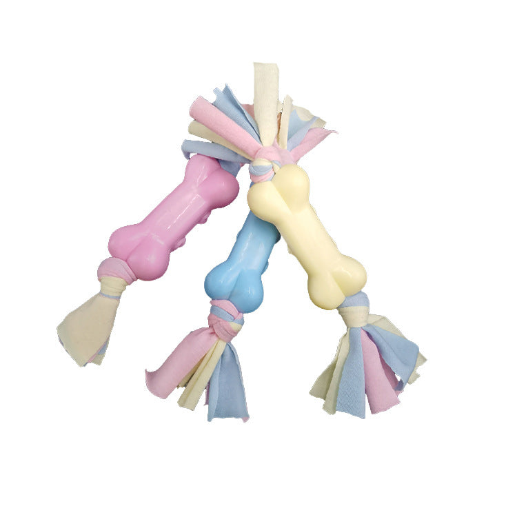 TPR Dog Bone Chew Toy with Cotton Strips